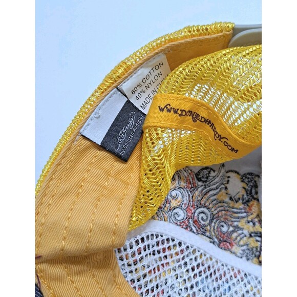 Vintage ED HARDY by Christian Audigier Yellow Red Dragon Graphic Mesh Snapback - Picture 7 of 10